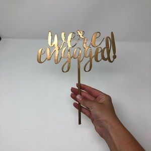We’re Engaged Gold Cake Topper